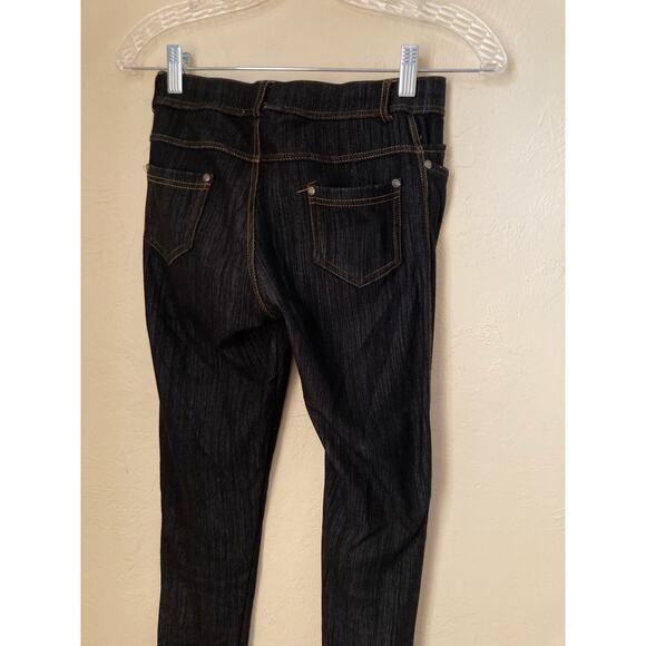 Shosho Women's Leggings Black Orange Contrast Stitch Size S Denim Look - Picture 5 of 6